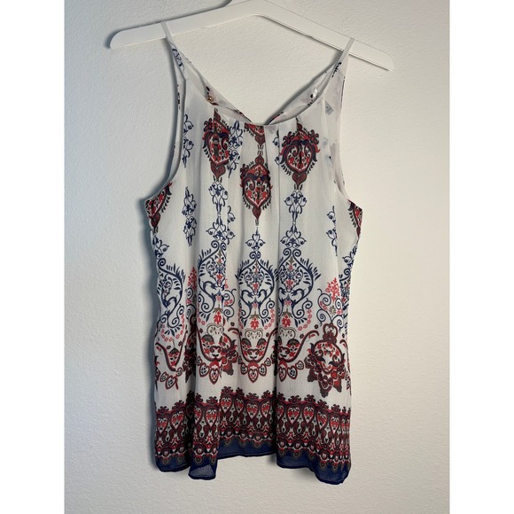 D.N.A Couture Tops - D.N.A Couture Womens Medium Paisley Medallion Tank Top Red Blue White Sleeveless